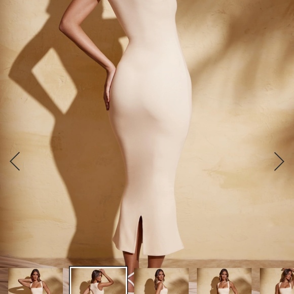 Square Neck Midi Dress in Ivory - Picture 2 of 5